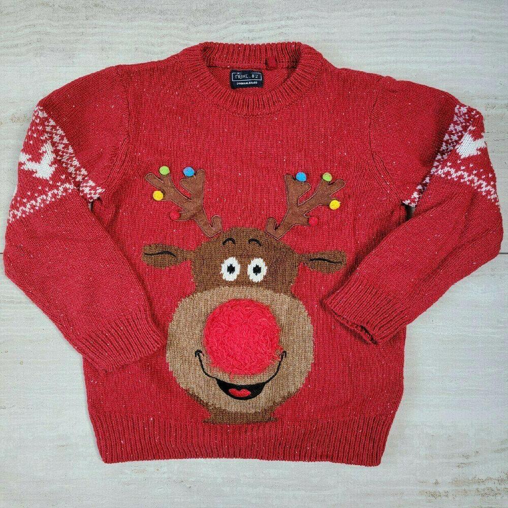Festive Red Reindeer Christmas Sweater for Kids